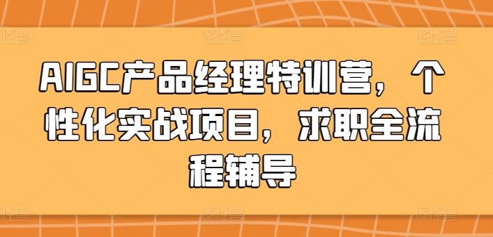 AIGC产品经理特训营，个性化实战项目，求职全流程辅导-黑鲨创业网