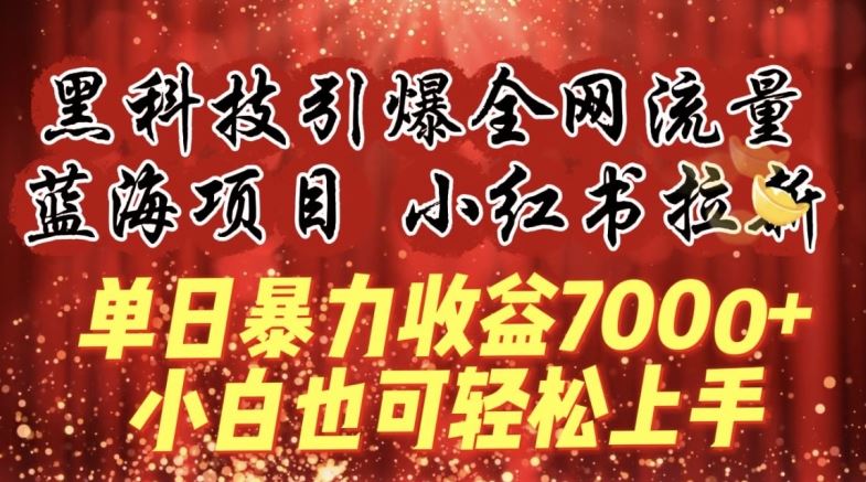 蓝海项目!黑科技引爆全网流量小红书拉新，单日暴力收益7000+，小白也能轻松上手【揭秘】-黑鲨创业网