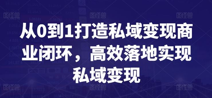 从0到1打造私域变现商业闭环，高效落地实现私域变现-黑鲨创业网