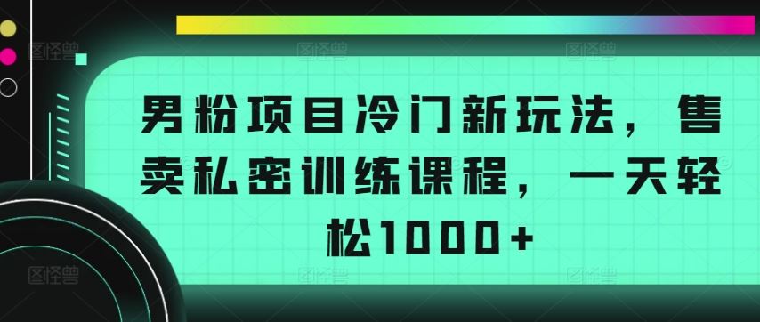 男粉项目冷门新玩法，售卖私密训练课程，一天轻松1000+【揭秘】-黑鲨创业网