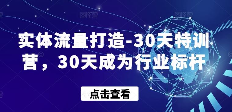 实体流量打造-30天特训营，30天成为行业标杆-黑鲨创业网