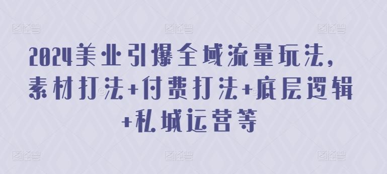 2024美业引爆全域流量玩法，素材打法 付费打法 底层逻辑 私城运营等-黑鲨创业网