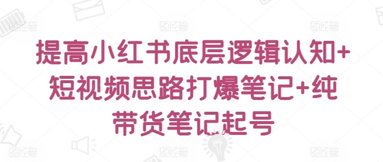 提高小红书底层逻辑认知+短视频思路打爆笔记+纯带货笔记起号-黑鲨创业网