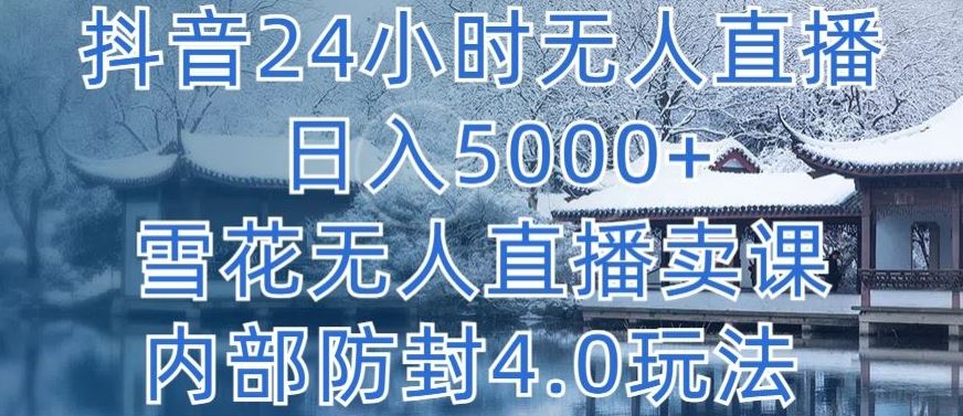 抖音24小时无人直播 日入5000+，雪花无人直播卖课，内部防封4.0玩法【揭秘】-黑鲨创业网