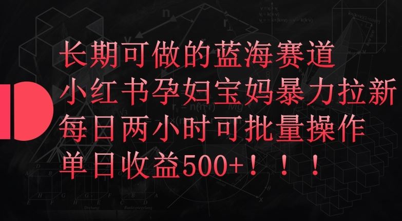 长期可做的蓝海赛道，小红书孕妇宝妈暴力拉新玩法，每日两小时可批量操作，单日收益500+【揭秘】-黑鲨创业网