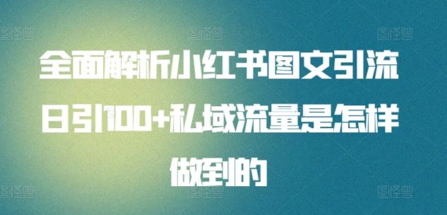 全面解析小红书图文引流日引100+私域流量是怎样做到的【揭秘】-黑鲨创业网