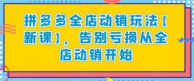 拼多多全店动销玩法【新课】，告别亏损从全店动销开始-黑鲨创业网