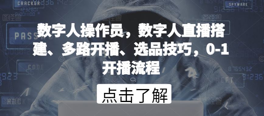 数字人操作员，数字人直播搭建、多路开播、选品技巧，0-1开播流程-黑鲨创业网