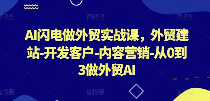 AI闪电做外贸实战课，​外贸建站-开发客户-内容营销-从0到3做外贸AI-黑鲨创业网