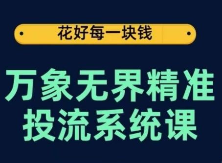 万象无界精准投流系统课，从关键词到推荐，从万象台到达摩盘，从底层原理到实操步骤-黑鲨创业网