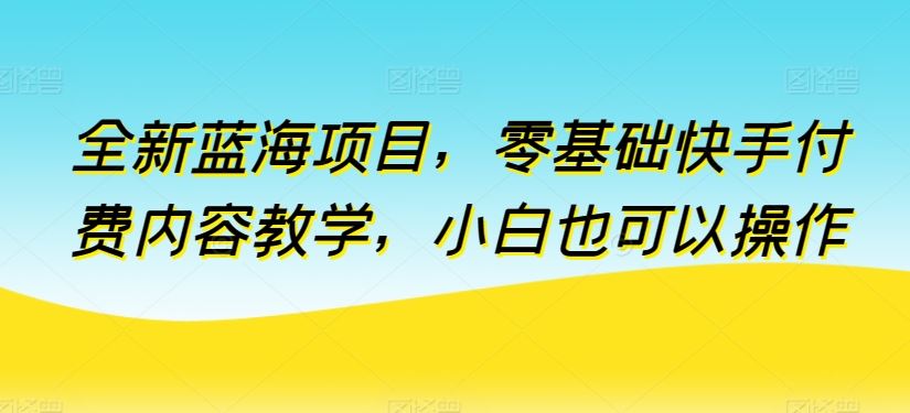 全新蓝海项目，零基础快手付费内容教学，小白也可以操作【揭秘】-黑鲨创业网