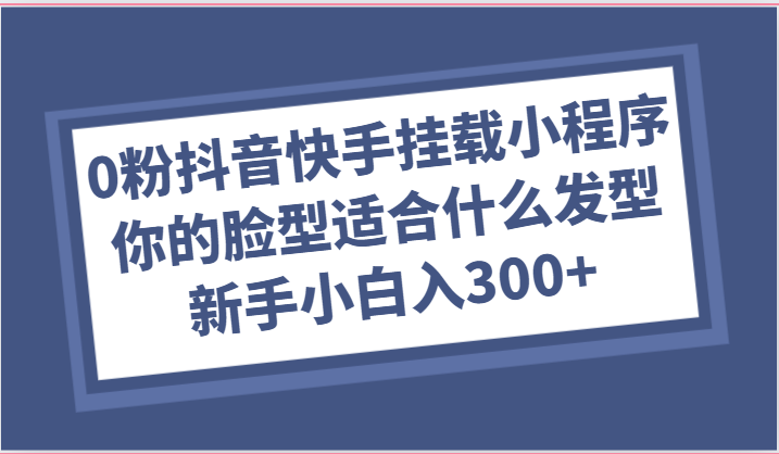 0粉抖音快手挂载小程序，你的脸型适合什么发型玩法，新手小白日入300+-黑鲨创业网