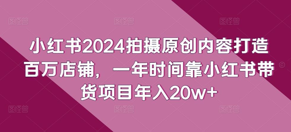 小红书2024拍摄原创内容打造百万店铺，一年时间靠小红书带货项目年入20w+-黑鲨创业网