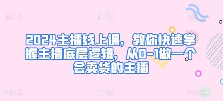 2024主播线上课，教你快速掌握主播底层逻辑，从0-1做一个会卖货的主播-黑鲨创业网