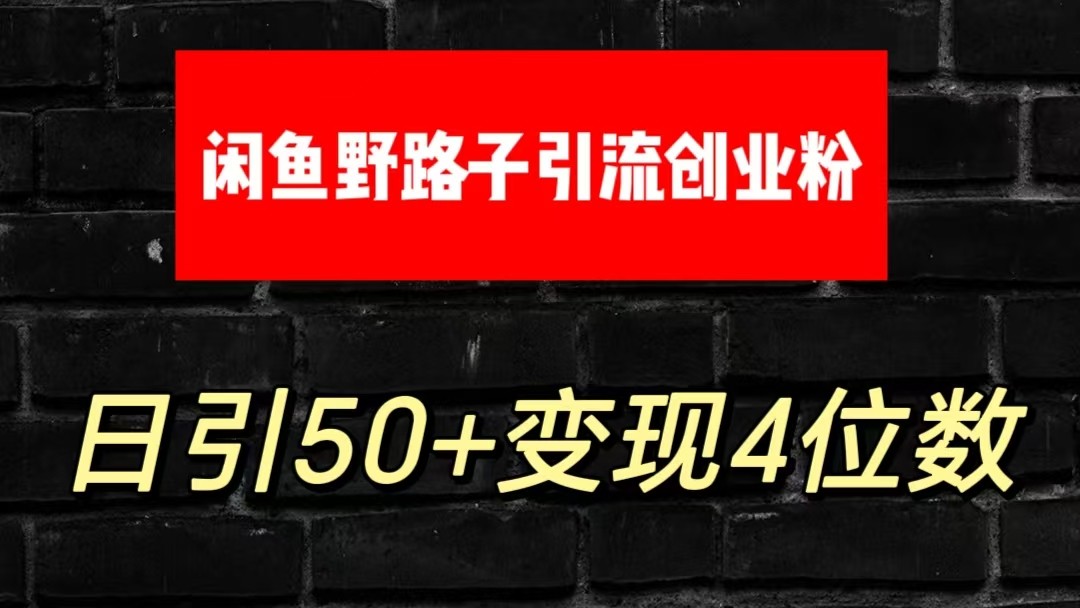 大眼闲鱼野路子引流创业粉，日引50+单日变现四位数-黑鲨创业网