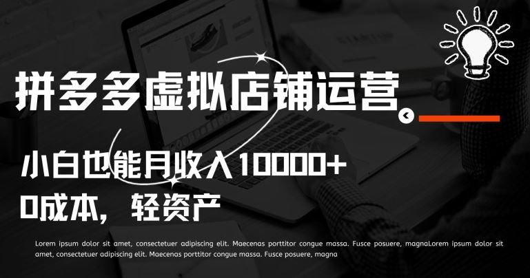 拼多多虚拟店铺运营小白也能月收入10000+【揭秘】-黑鲨创业网