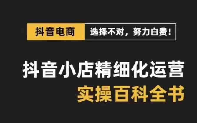 抖音小店精细化运营百科全书，保姆级运营实战讲解（更新）-黑鲨创业网