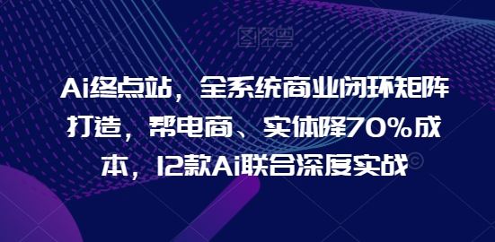 Ai终点站，全系统商业闭环矩阵打造，帮电商、实体降70%成本，12款Ai联合深度实战-黑鲨创业网