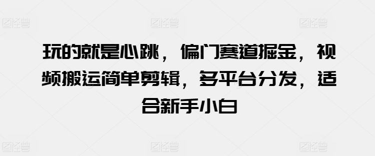 玩的就是心跳，偏门赛道掘金，视频搬运简单剪辑，多平台分发，适合新手小白【揭秘】-黑鲨创业网