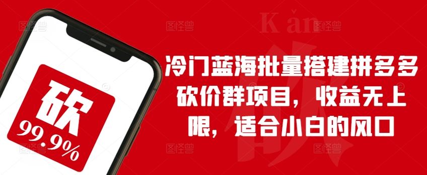 冷门蓝海批量搭建拼多多砍价群项目，收益无上限，适合小白的风口【揭秘】-黑鲨创业网