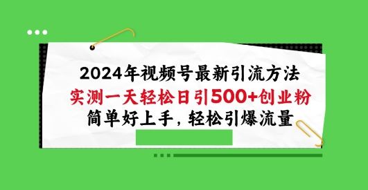 2024年视频号最新引流方法，实测一天轻松日引100+创业粉，简单好上手，轻松引爆流量【揭秘】-黑鲨创业网