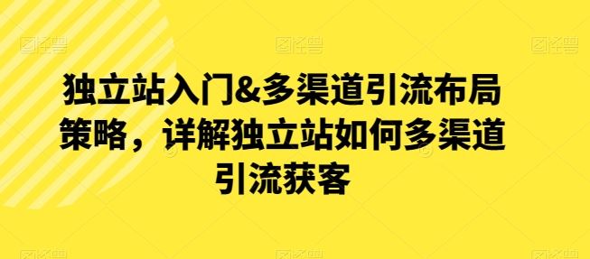 独立站入门&多渠道引流布局策略，详解独立站如何多渠道引流获客-黑鲨创业网