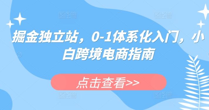 掘金独立站，0-1体系化入门，小白跨境电商指南-黑鲨创业网