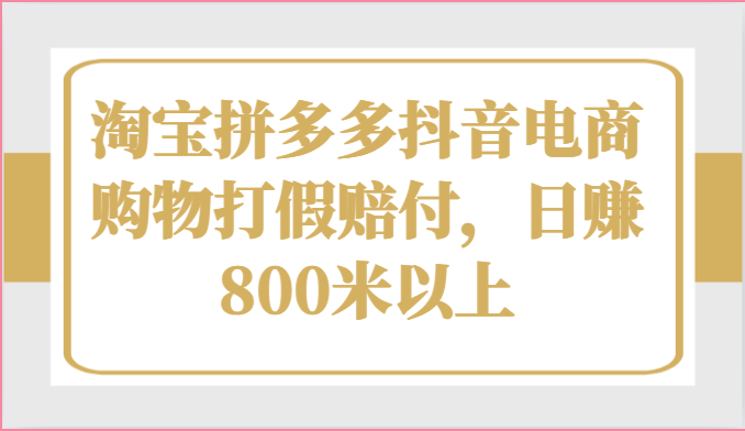 淘宝拼多多抖音电商购物打假赔付，日赚800米以上-黑鲨创业网