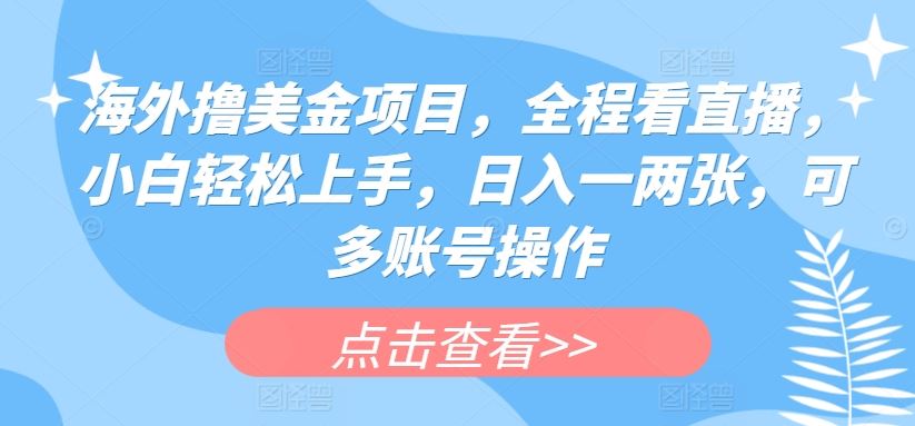 海外撸美金项目，全程看直播，小白轻松上手，日入一两张，可多账号操作【揭秘】-黑鲨创业网