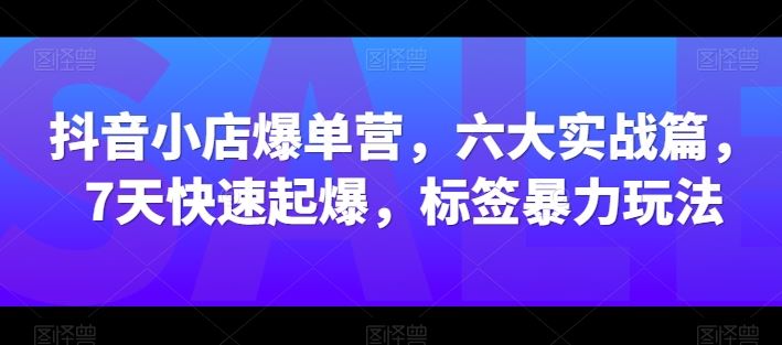 抖音小店爆单营，六大实战篇，7天快速起爆，标签暴力玩法-黑鲨创业网