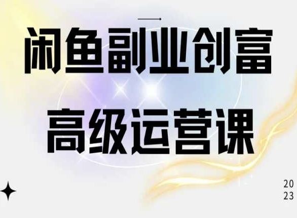 闲鱼电商运营高级课程，一部手机学会闲鱼开店赚钱-黑鲨创业网