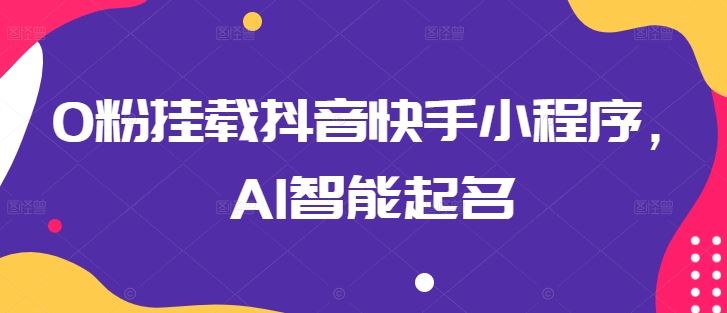 0粉挂载抖音快手小程序，AI智能起名-黑鲨创业网