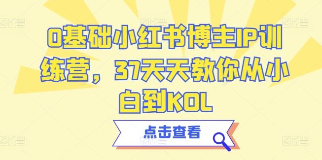 0基础小红书博主IP训练营，37天天教你从小白到KOL-黑鲨创业网