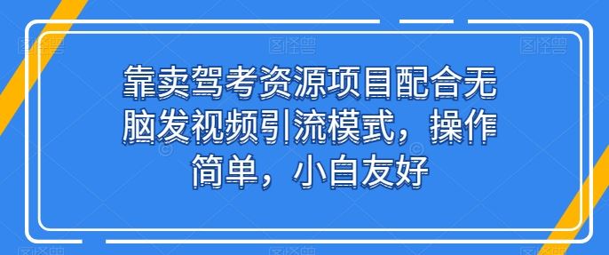 靠卖驾考资源项目配合无脑发视频引流模式，操作简单，小白友好【揭秘】-黑鲨创业网