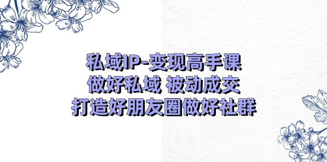 私域IP变现高手课：做好私域被动成交，打造好朋友圈做好社群（18节）-黑鲨创业网