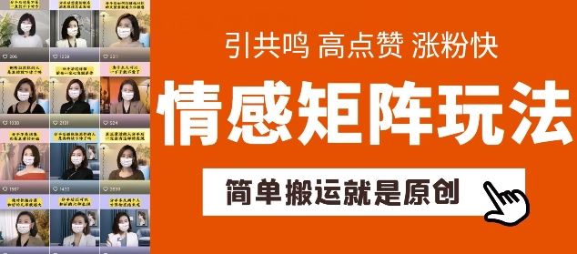 简单搬运，情感矩阵玩法，涨粉速度快，可带货，可起号【揭秘】-黑鲨创业网