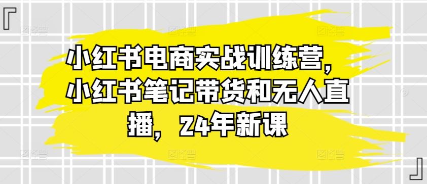 小红书电商实战训练营，小红书笔记带货和无人直播，24年新课-黑鲨创业网