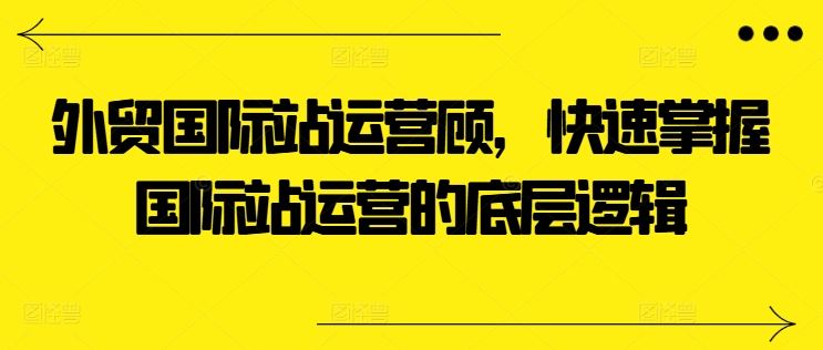 外贸国际站运营顾问，快速掌握国际站运营的底层逻辑-黑鲨创业网