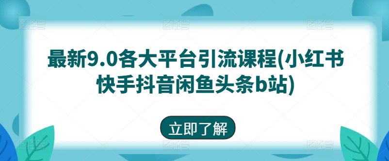 最新9.0各大平台引流课程(小红书快手抖音闲鱼头条b站)-黑鲨创业网