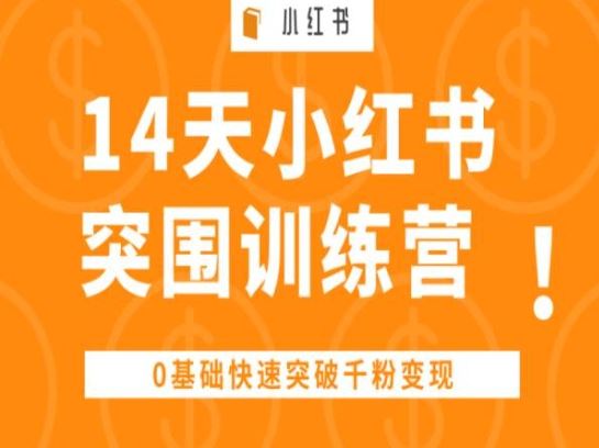 14天小红书突围训练营 ，0基础快速突破千粉变现-黑鲨创业网