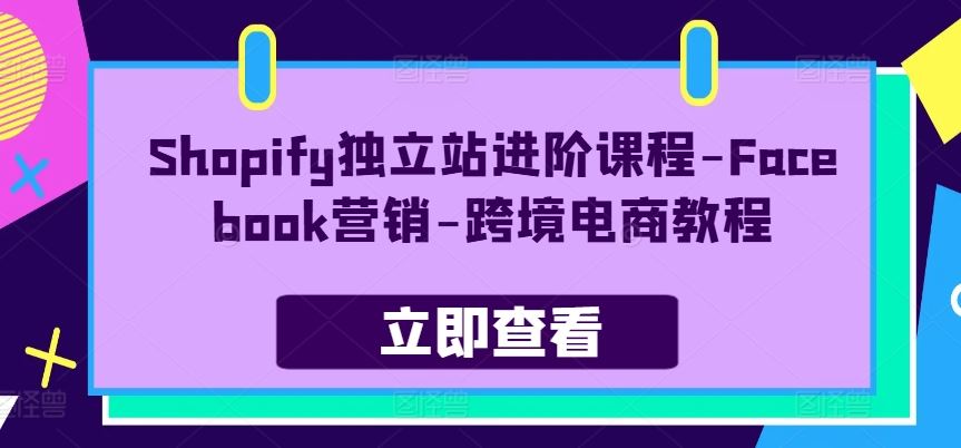 Shopify独立站进阶课程-Facebook营销-跨境电商教程-黑鲨创业网