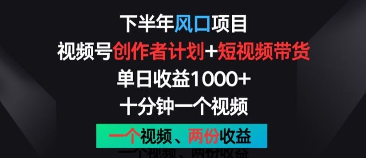 下半年风口项目，视频号创作者计划+视频带货，一个视频两份收益，十分钟一个视频【揭秘】-黑鲨创业网