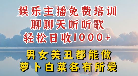 娱乐主播免费培训聊聊天听听歌轻松日收1K+，男女美丑都能做萝卜白菜各有所爱【揭秘】-黑鲨创业网