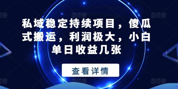 私域稳定持续项目，傻瓜式搬运，利润极大，小白单日收益几张【揭秘】-黑鲨创业网