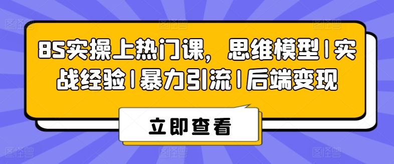 8S实操上热门课，思维模型|实战经验|暴力引流|后端变现-黑鲨创业网