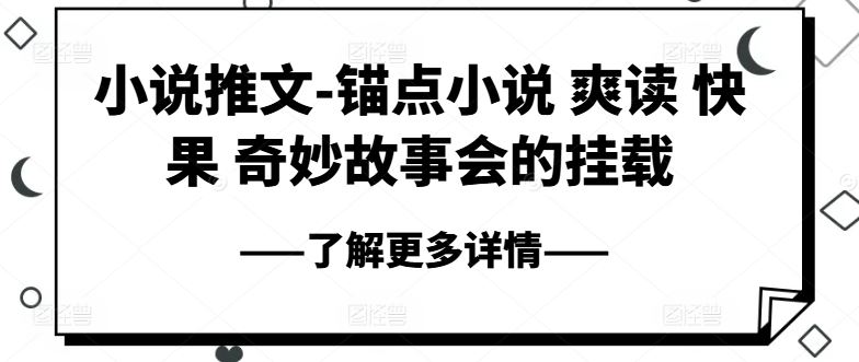 小说推文-锚点小说 爽读 快果 奇妙故事会的挂载-黑鲨创业网