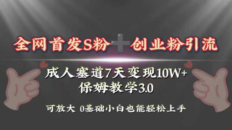 （8337期）全网首发s粉加创业粉引流变现，成人用品赛道7天变现10w+保姆教学3.0-黑鲨创业网