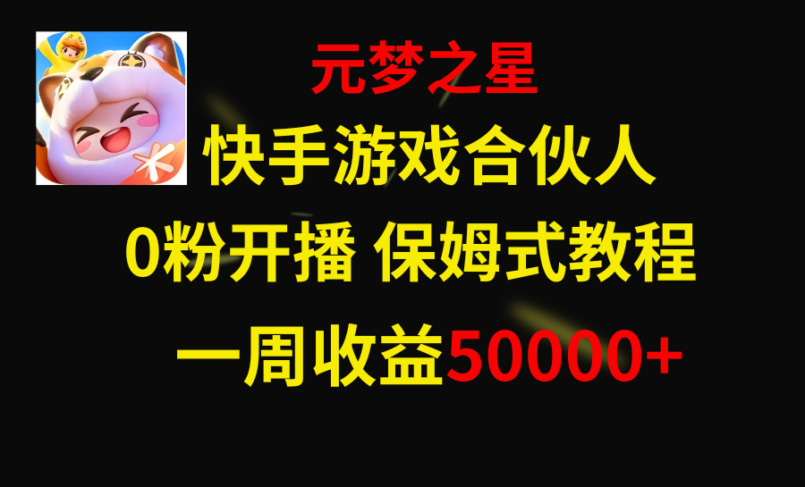 （8373期）快手游戏新风口，元梦之星合伙人，一周收入50000+-黑鲨创业网