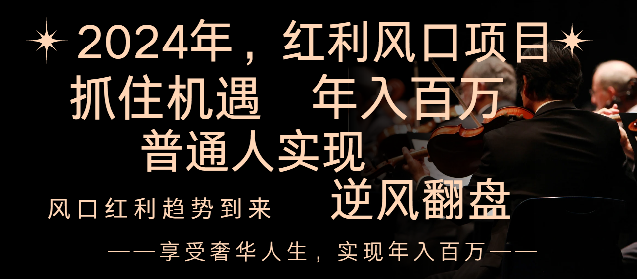 （8418期）2024红利风口项目来袭，享受第一波红利，逆风翻盘普通人也能实现，年入百万-黑鲨创业网