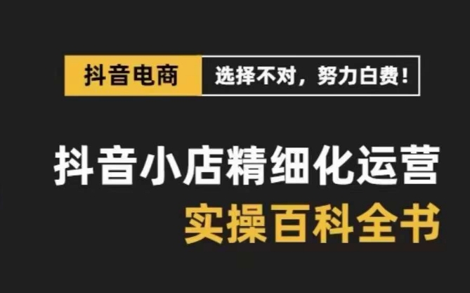 （8380期）抖音小店 精细化运营-百科全书，保姆级运营实战讲解（28节课）-黑鲨创业网